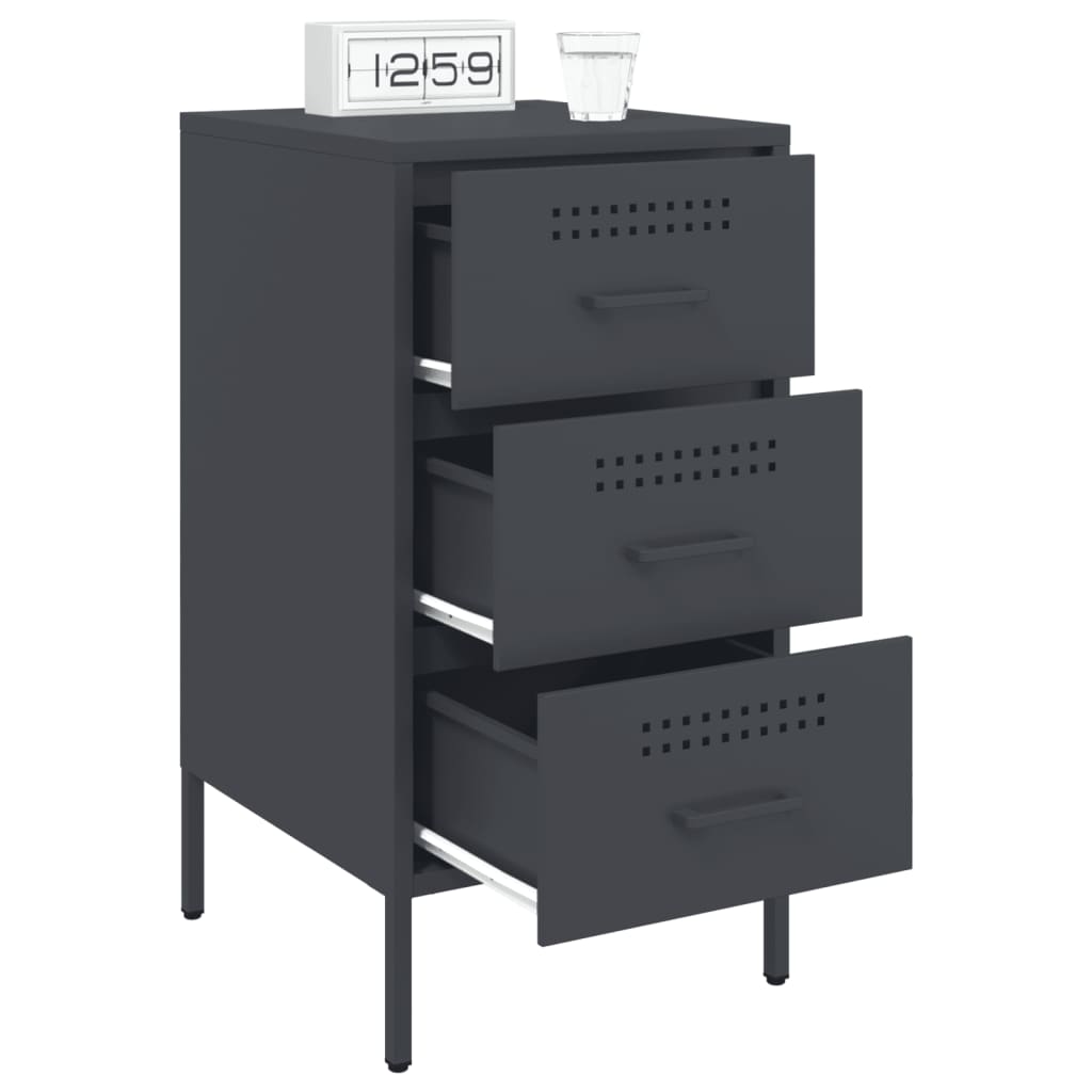 Anthracite Steel Bedside Cabinet 36x39x68 cm - Modern & Stylish