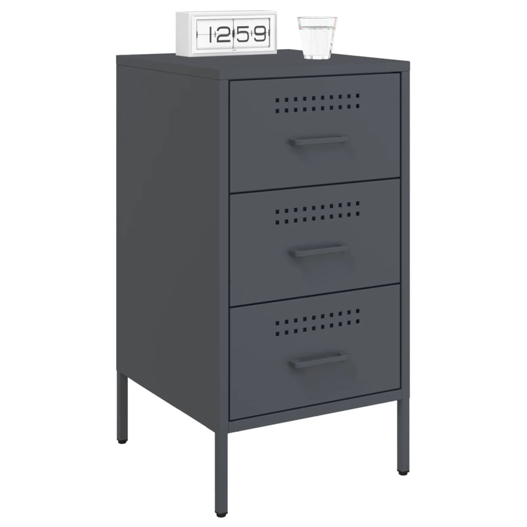 Anthracite Steel Bedside Cabinet 36x39x68 cm - Modern & Stylish