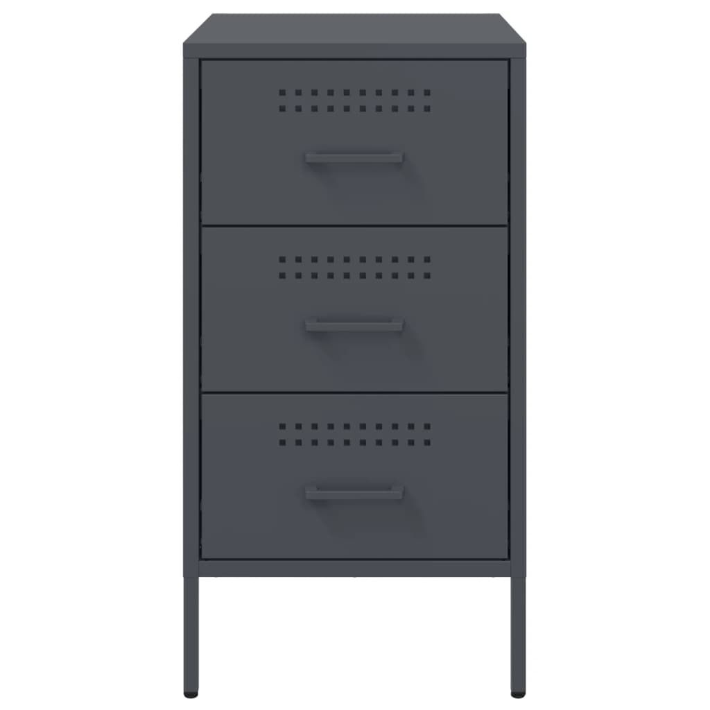 Anthracite Steel Bedside Cabinet 36x39x68 cm - Modern & Stylish