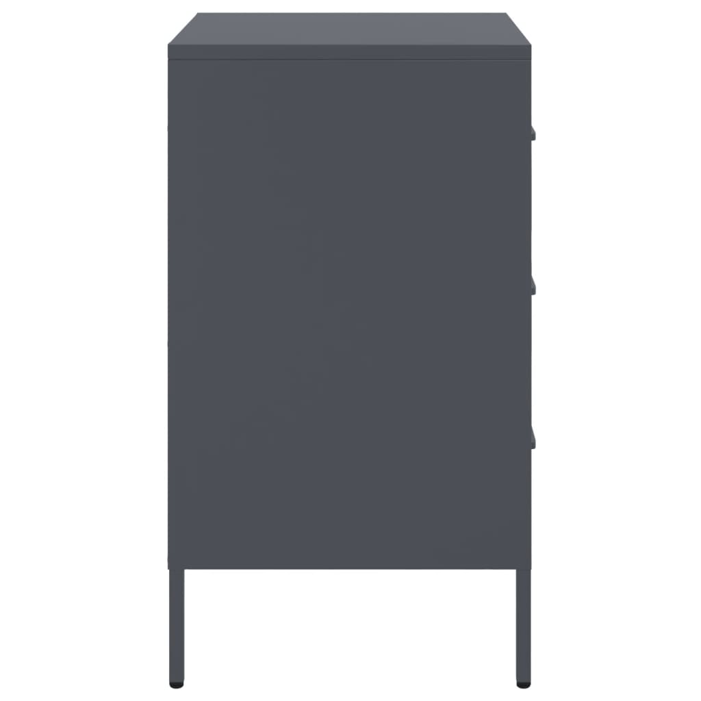 Anthracite Steel Bedside Cabinet 36x39x68 cm - Modern & Stylish