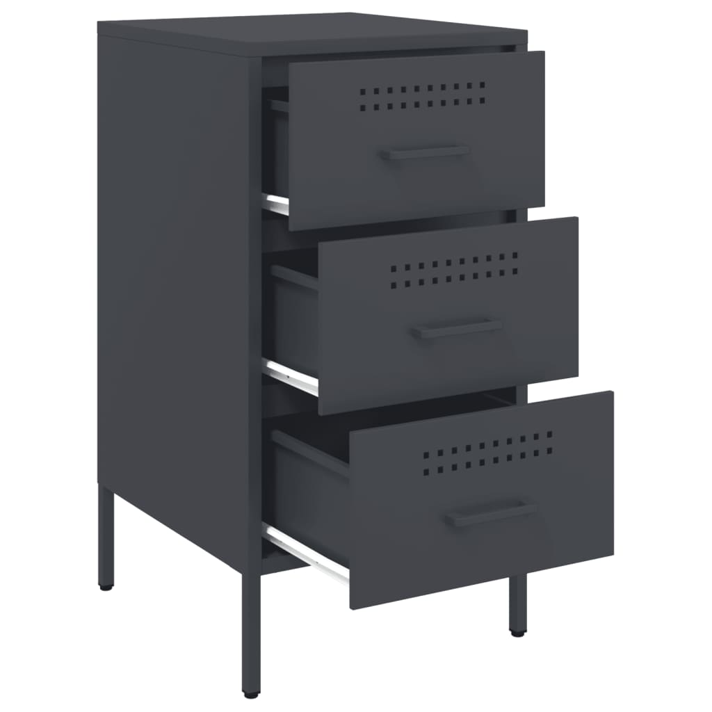 Anthracite Steel Bedside Cabinet 36x39x68 cm - Modern & Stylish
