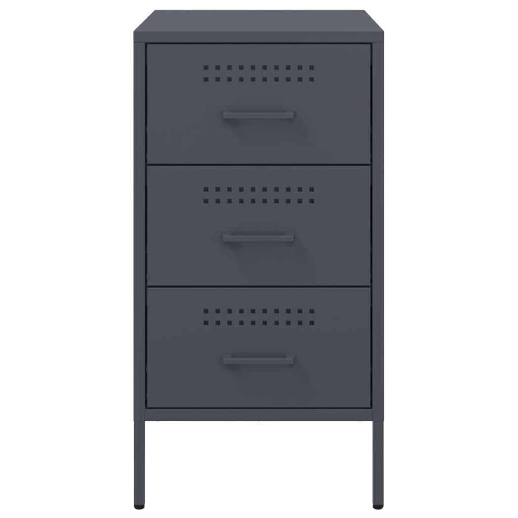 Anthracite Steel Bedside Cabinets Set - 36x39x68cm (2 pcs)