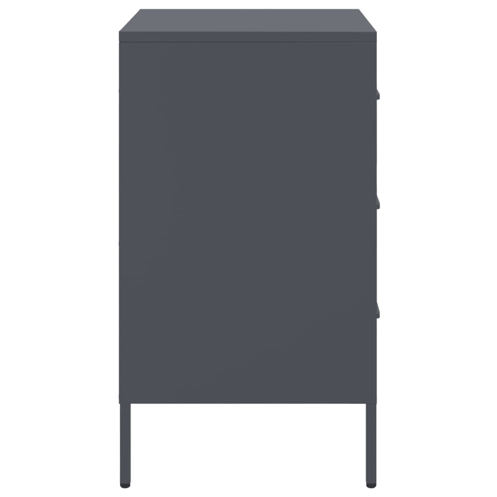 Anthracite Steel Bedside Cabinets Set - 36x39x68cm (2 pcs)