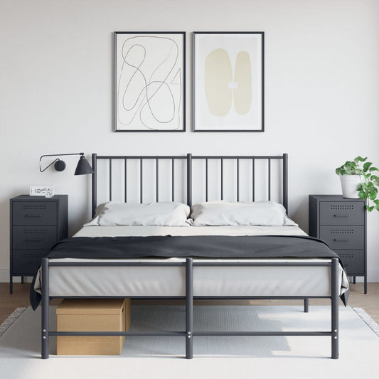 Anthracite Steel Bedside Cabinets Set - 36x39x68cm (2 pcs)