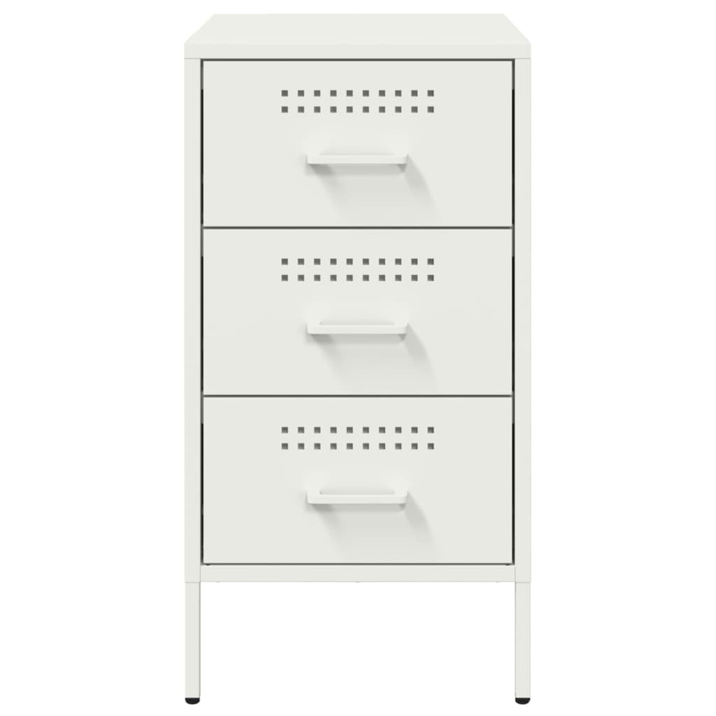 White Steel Bedside Cabinet 36x39x68 cm - Modern & Durable Design