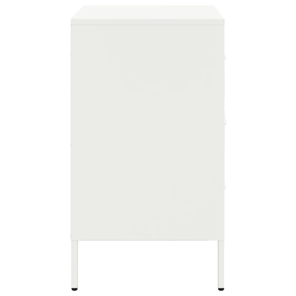 White Steel Bedside Cabinet 36x39x68 cm - Modern & Durable Design