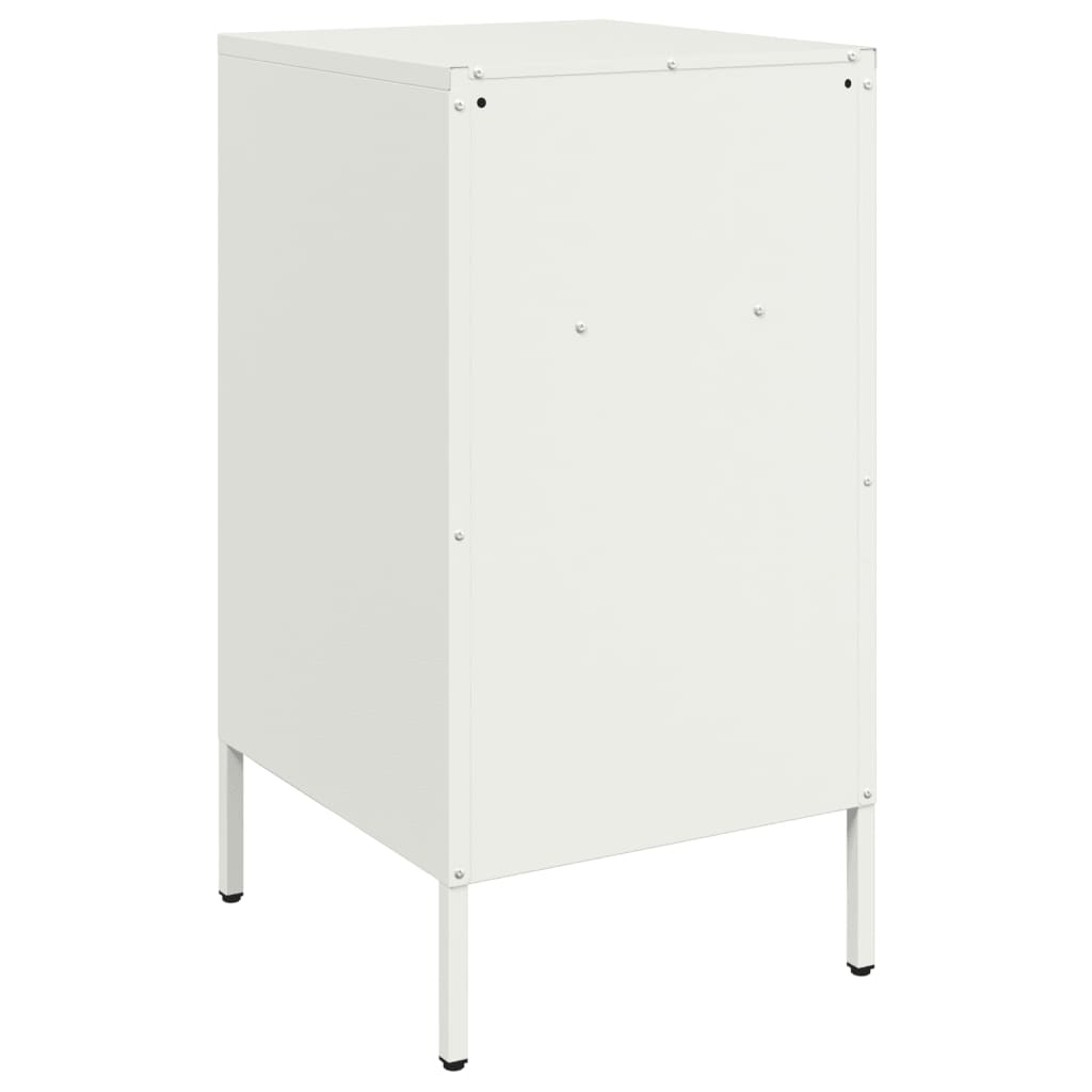 White Steel Bedside Cabinet 36x39x68 cm - Modern & Durable Design