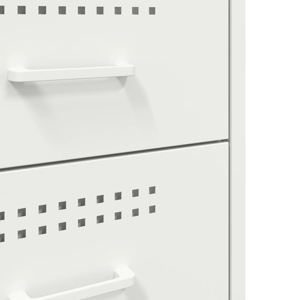 White Steel Bedside Cabinet 36x39x68 cm - Modern & Durable Design