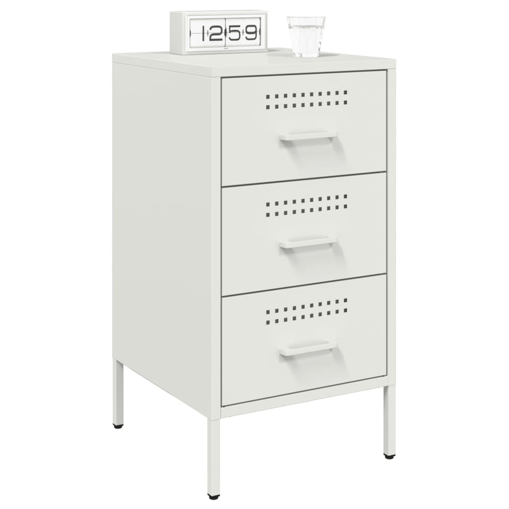 Set of 2 White Steel Bedside Cabinets 36x39x68 cm