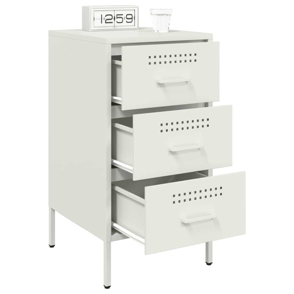 Set of 2 White Steel Bedside Cabinets 36x39x68 cm