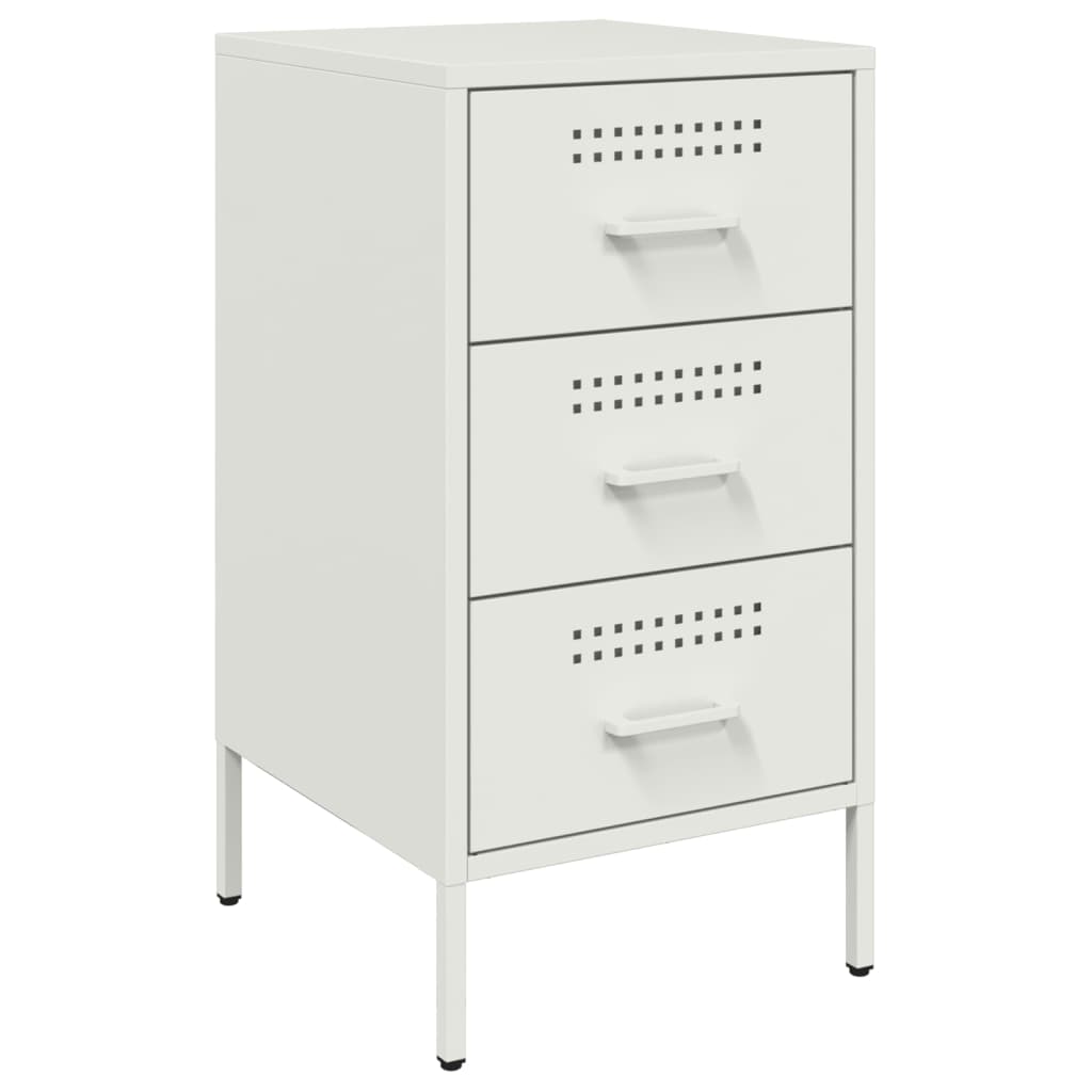 Set of 2 White Steel Bedside Cabinets 36x39x68 cm