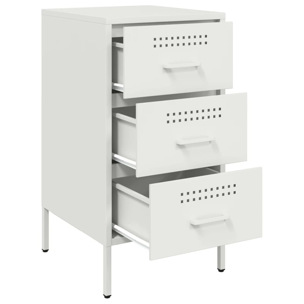 Set of 2 White Steel Bedside Cabinets 36x39x68 cm