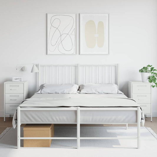 Set of 2 White Steel Bedside Cabinets 36x39x68 cm