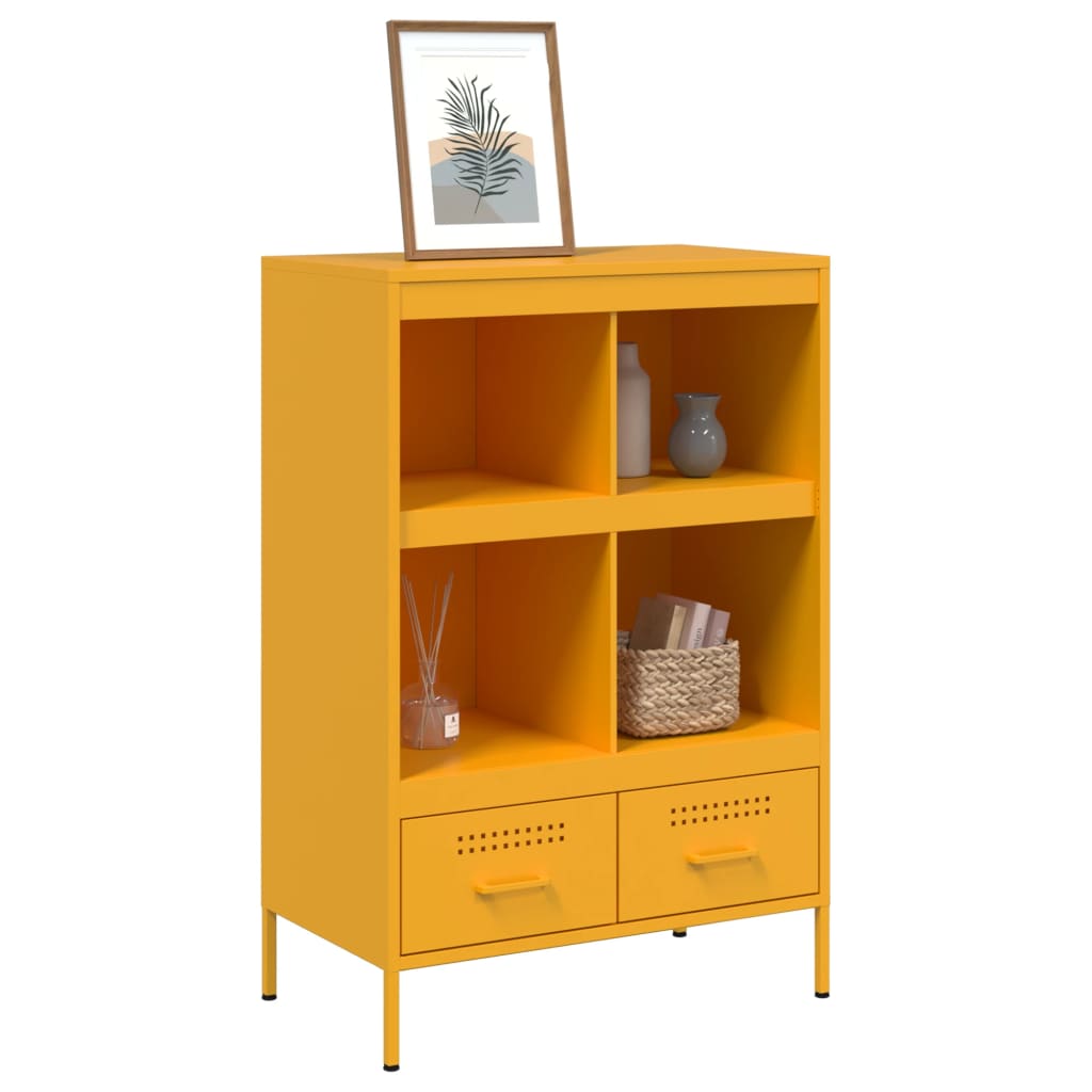 Mustard Yellow Steel Highboard 68x39x101.5 cm