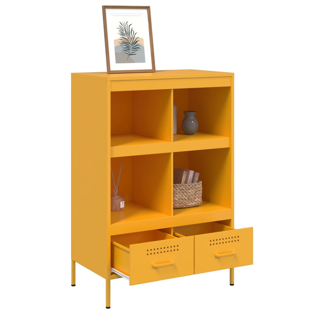 Mustard Yellow Steel Highboard 68x39x101.5 cm