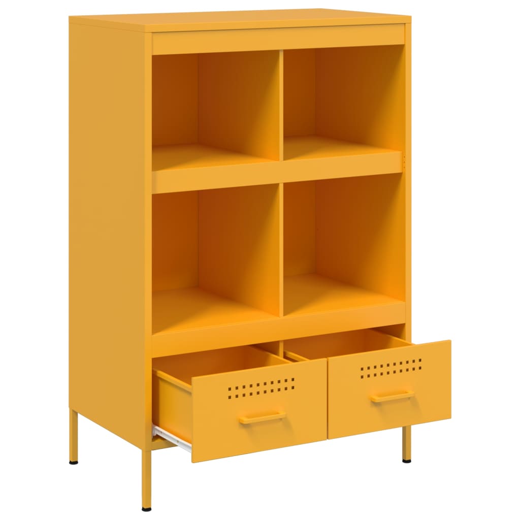 Mustard Yellow Steel Highboard 68x39x101.5 cm