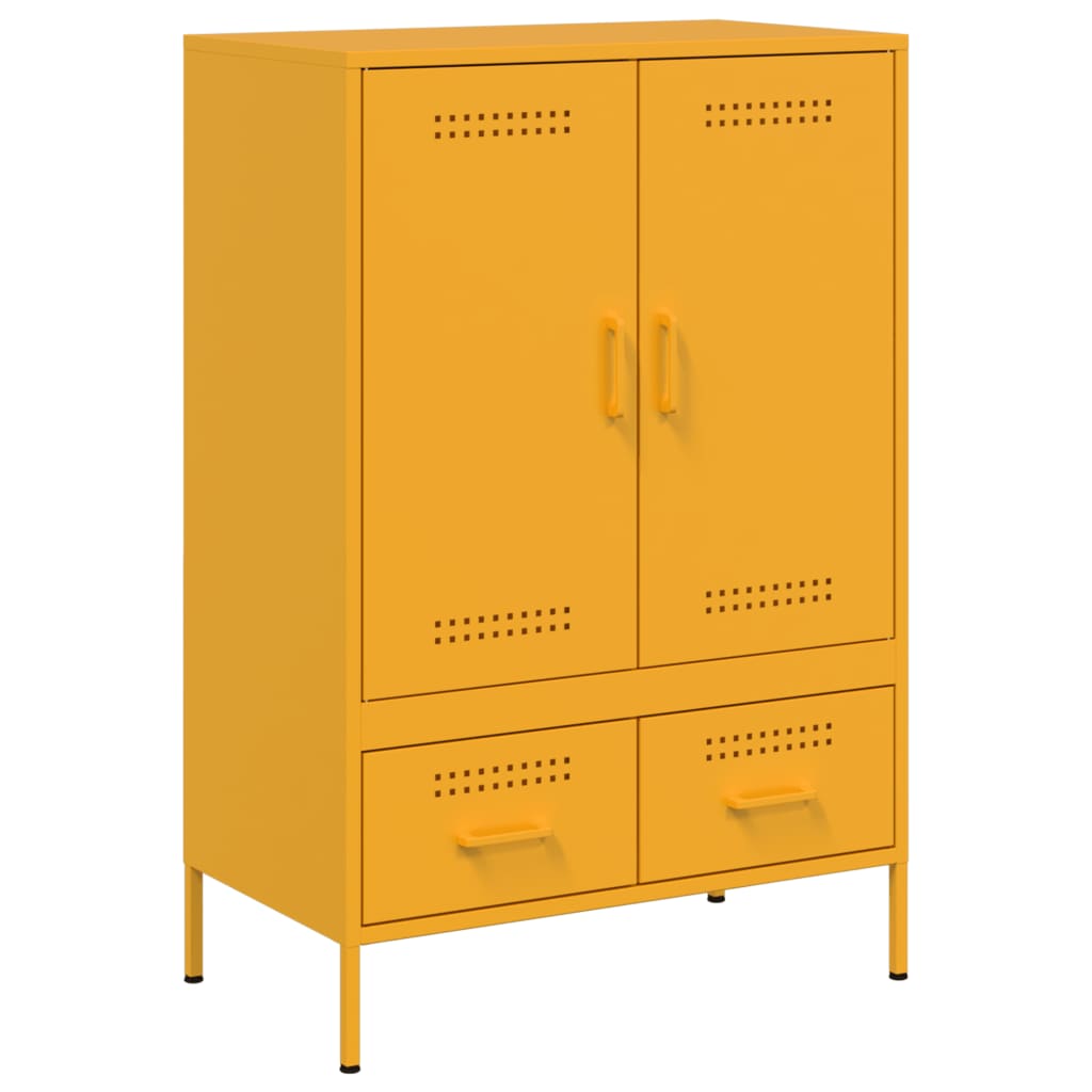 Mustard Yellow Steel Highboard 68x39x101.5cm