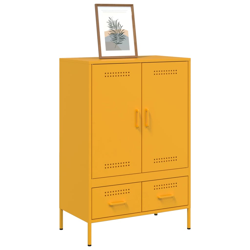 Mustard Yellow Steel Highboard 68x39x101.5cm