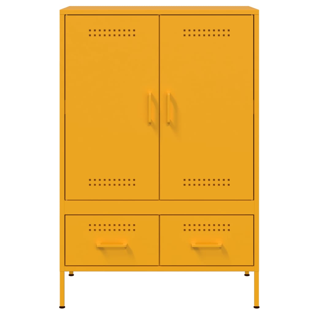 Mustard Yellow Steel Highboard 68x39x101.5cm