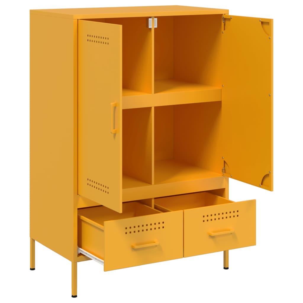 Mustard Yellow Steel Highboard 68x39x101.5cm