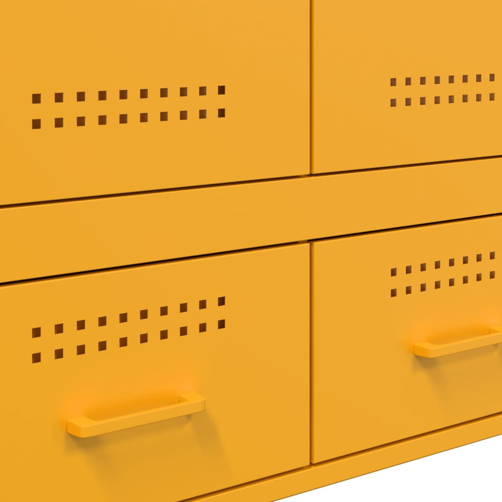 Mustard Yellow Steel Highboard 68x39x101.5cm