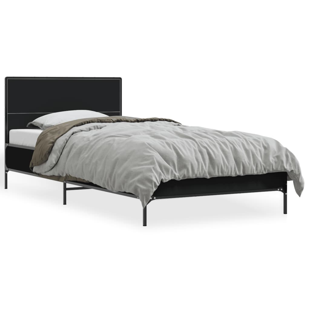 Sleek Black Metal Bed Frame 90x200 cm - Mattress Not Included