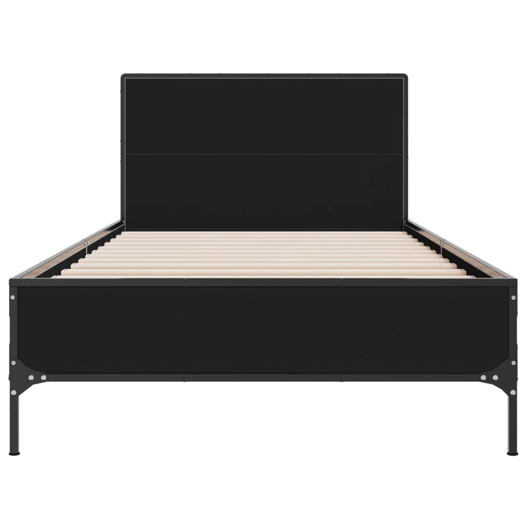 Sleek Black Metal Bed Frame 90x200 cm - Mattress Not Included