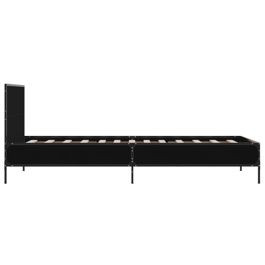 Sleek Black Metal Bed Frame 90x200 cm - Mattress Not Included