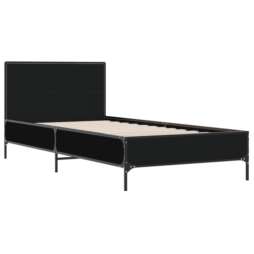 Elegant Black Metal Bed Frame 100x200 cm - Mattress Not Included
