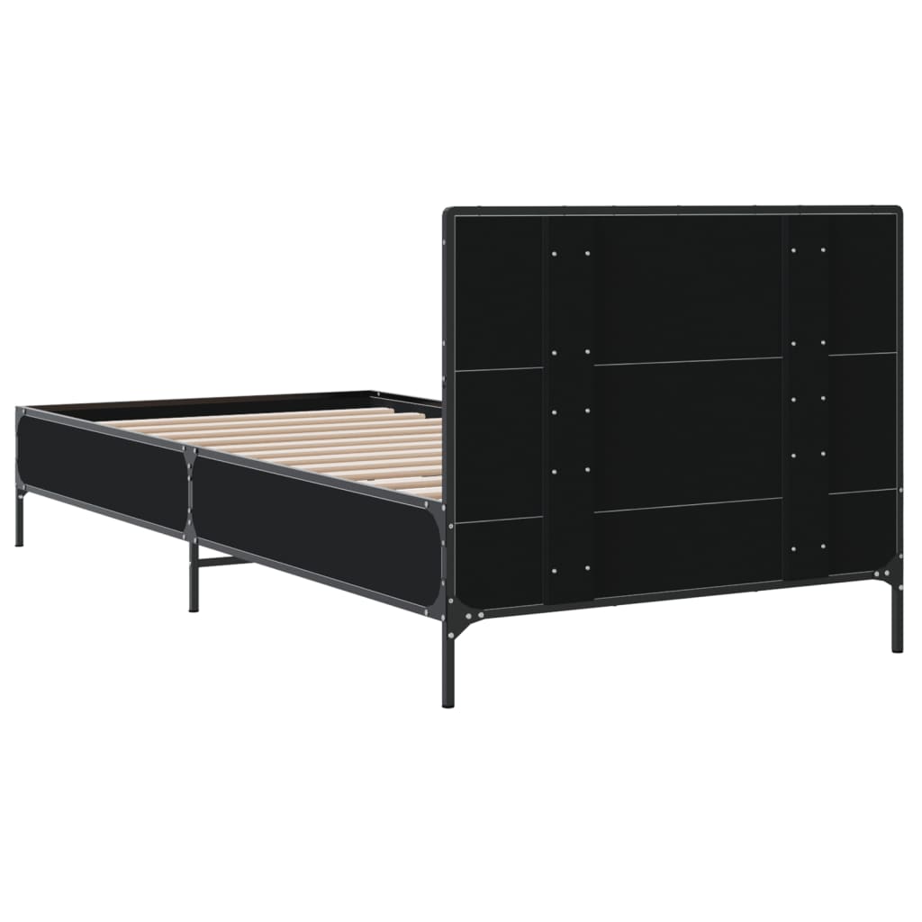Elegant Black Metal Bed Frame 100x200 cm - Mattress Not Included