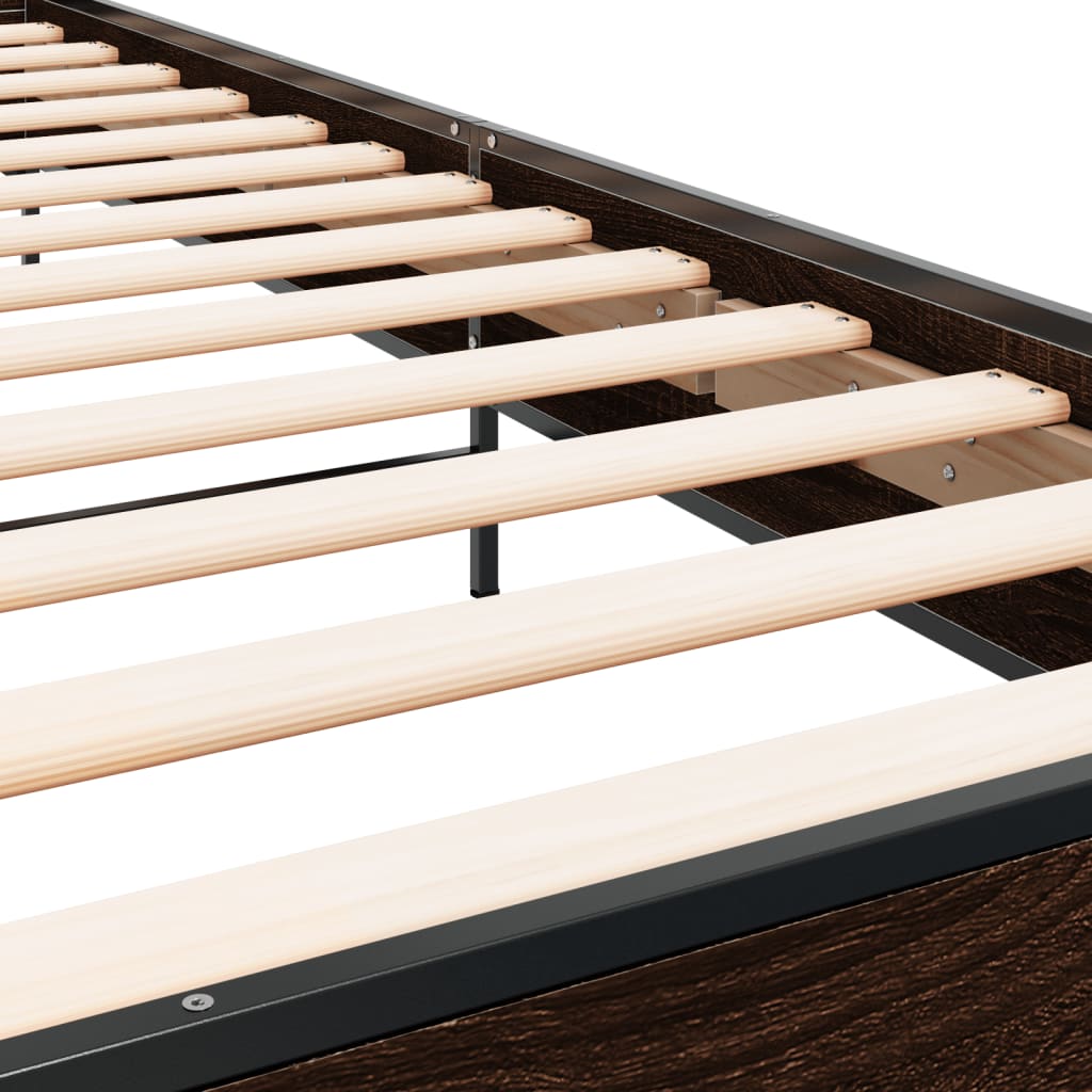 Brown Oak Bed Frame 100x200 cm - Durable Wooden Finish