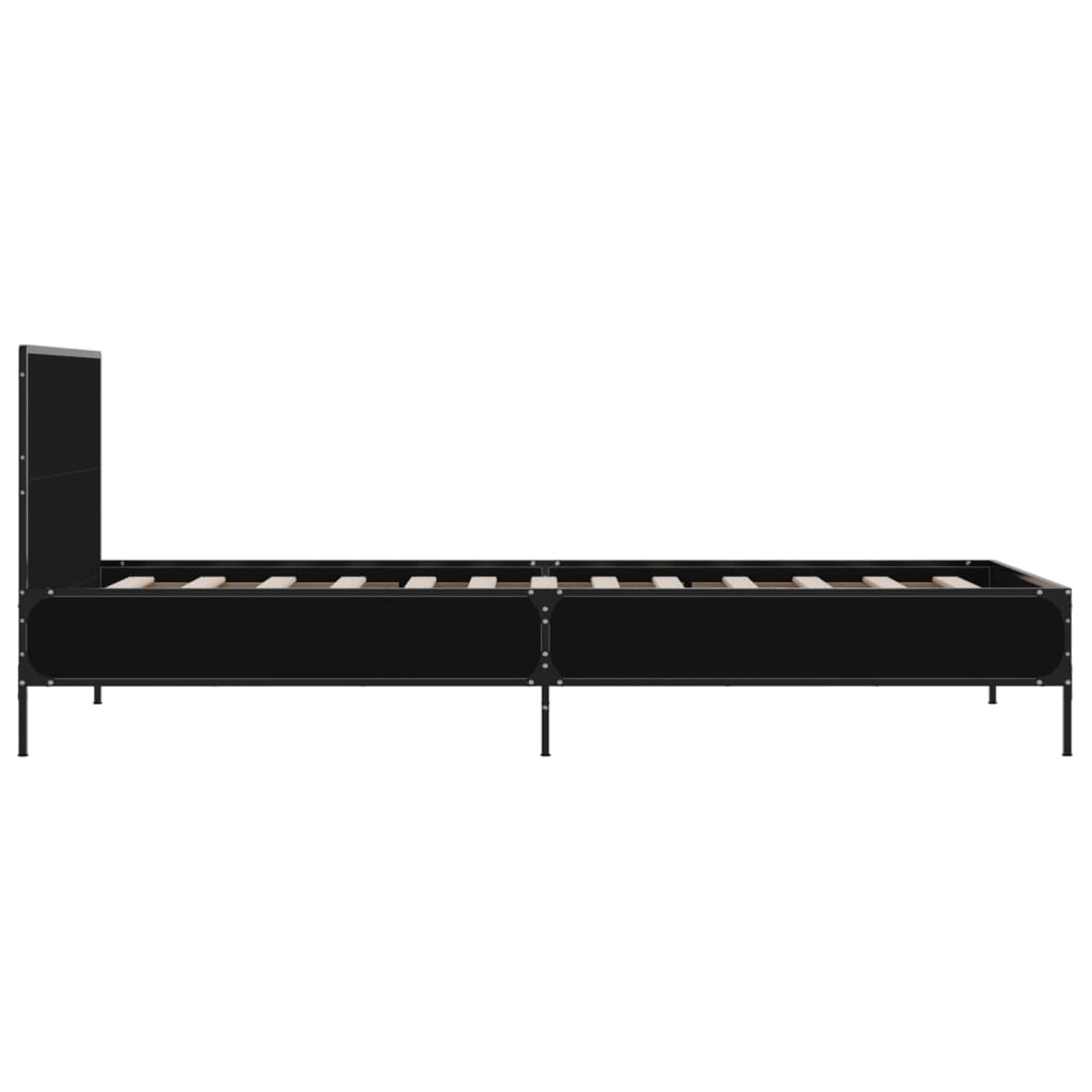 Sleek Black Metal Single Bed Frame 90x190 cm - No Mattress