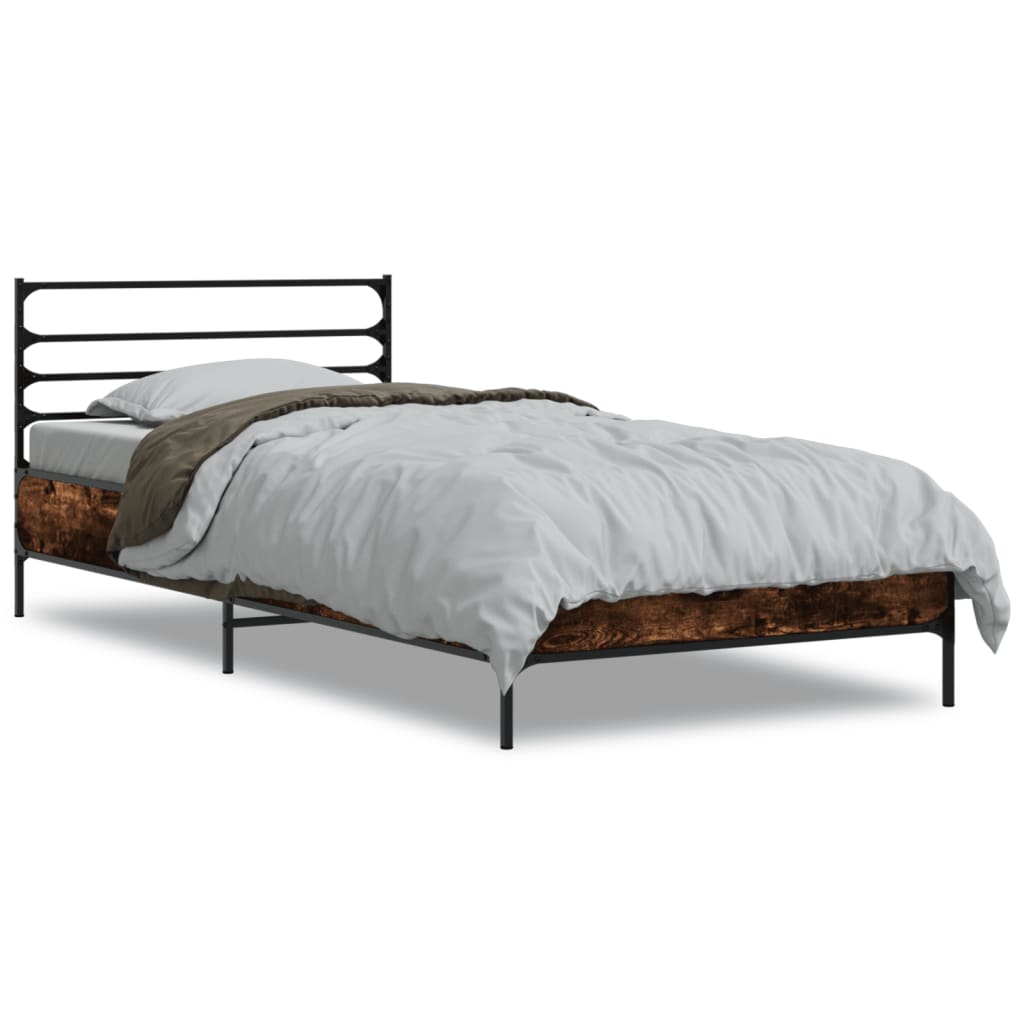 Smoked Oak Small Single Bed Frame 75x190 cm, No Mattress