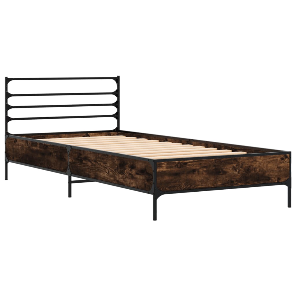 Smoked Oak Small Single Bed Frame 75x190 cm, No Mattress
