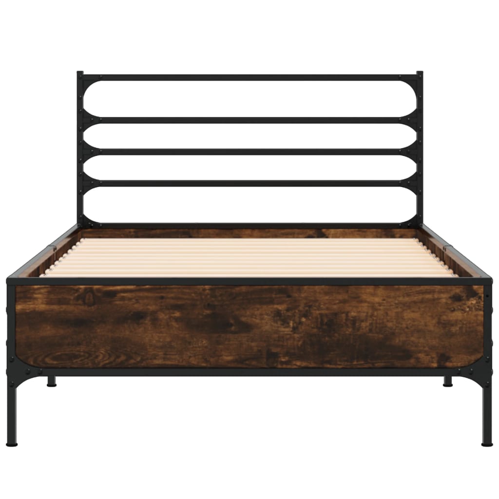 Smoked Oak Small Single Bed Frame 75x190 cm, No Mattress