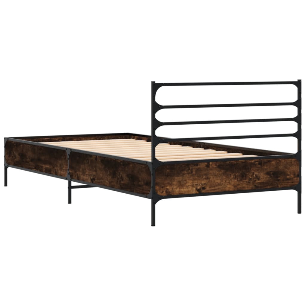 Smoked Oak Small Single Bed Frame 75x190 cm, No Mattress