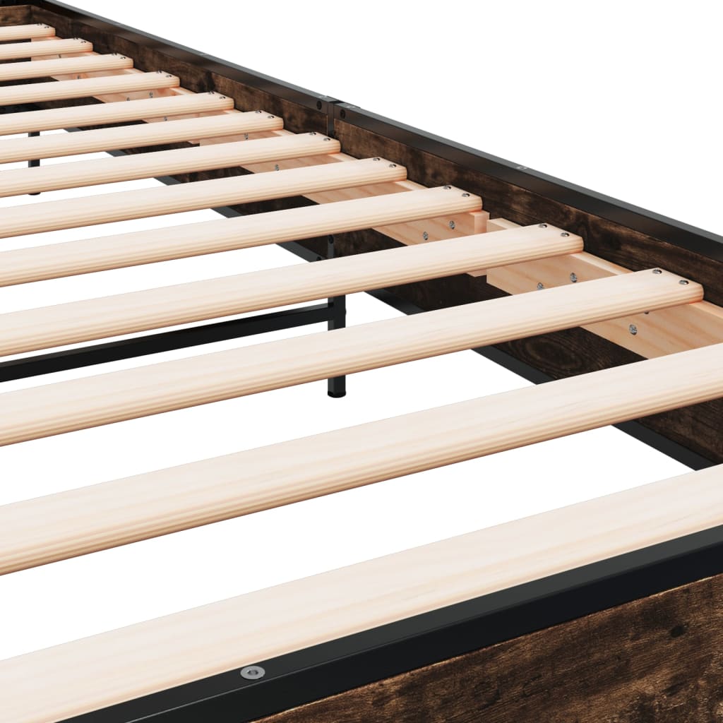 Smoked Oak Small Single Bed Frame 75x190 cm, No Mattress