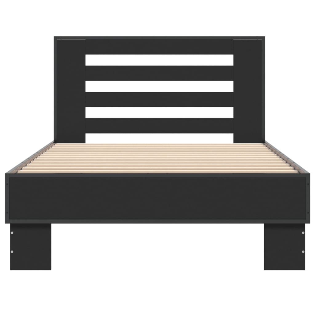 Sleek Black Metal Bed Frame - 90x200 cm Mattress-Free Design