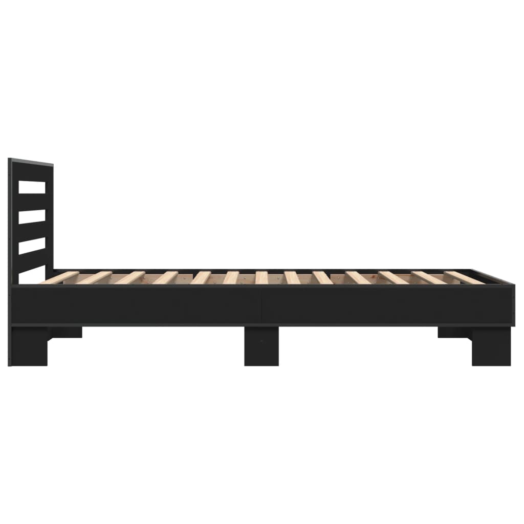 Sleek Black Metal Bed Frame - 90x200 cm Mattress-Free Design
