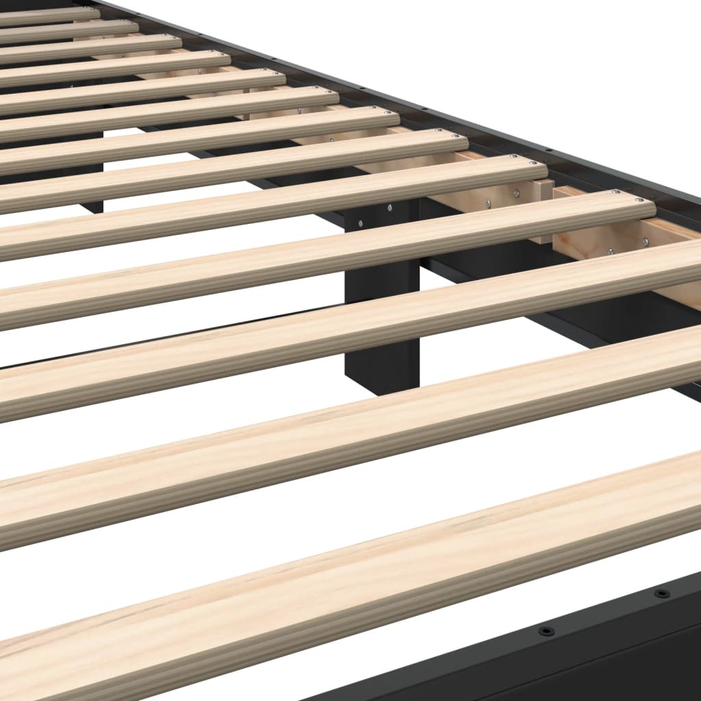 Sleek Black Metal Bed Frame - 90x200 cm Mattress-Free Design