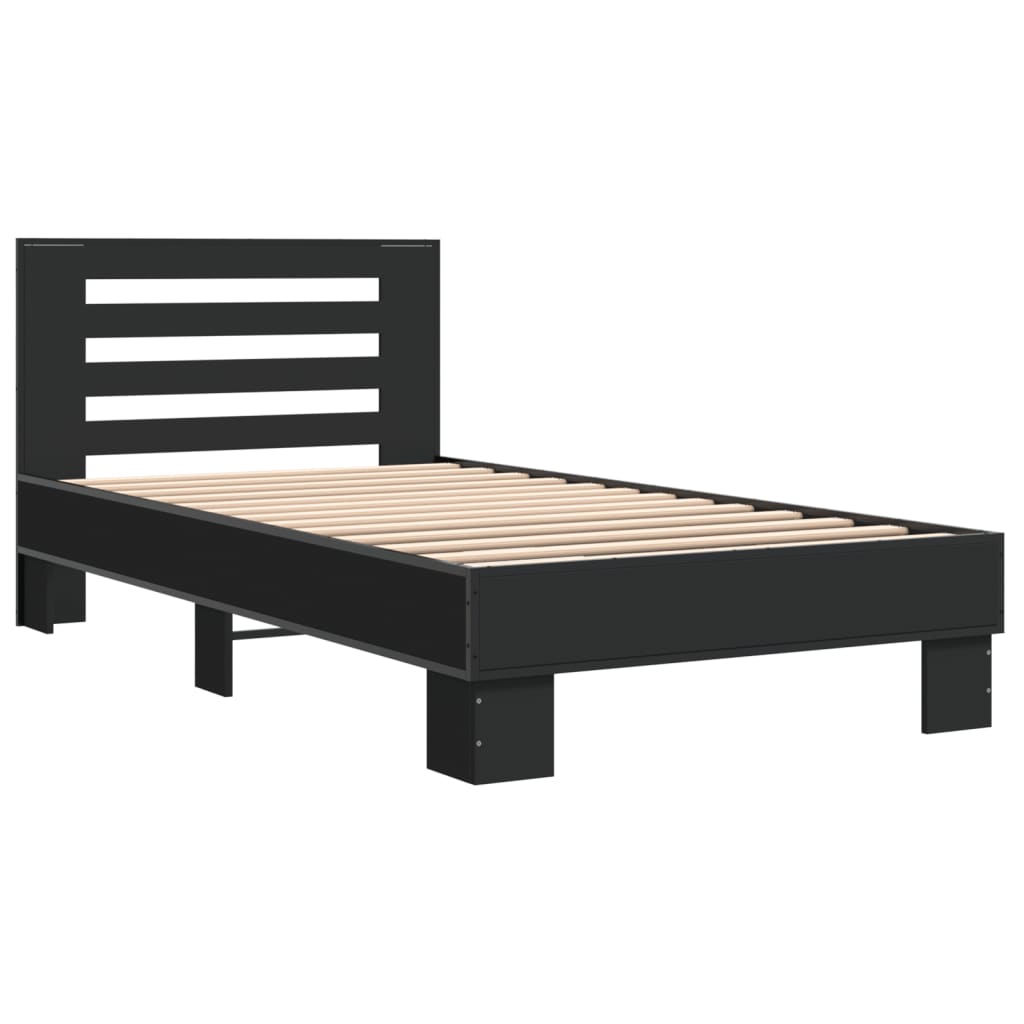 Compact Black Metal Bed Frame 75x190 cm - Small Single