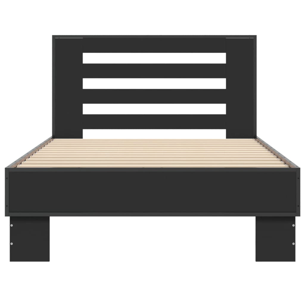 Compact Black Metal Bed Frame 75x190 cm - Small Single