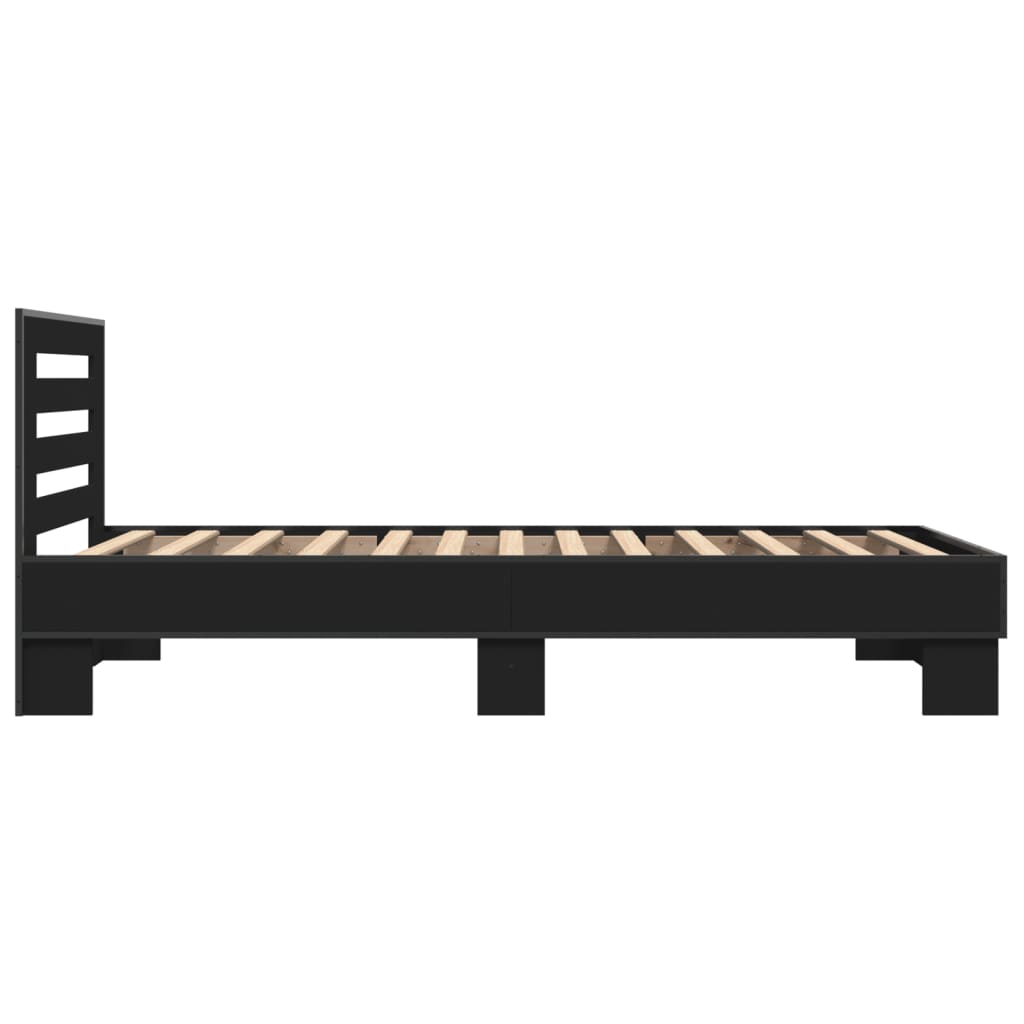 Compact Black Metal Bed Frame 75x190 cm - Small Single