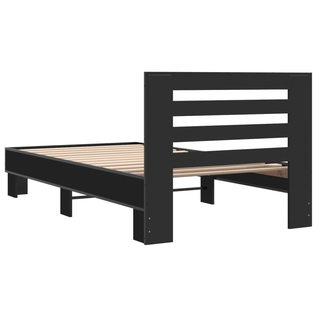 Compact Black Metal Bed Frame 75x190 cm - Small Single