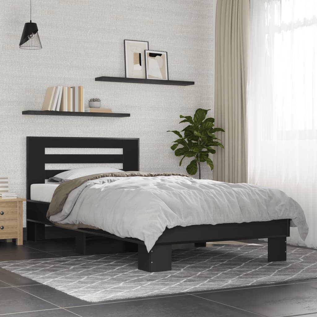 Compact Black Metal Bed Frame 75x190 cm - Small Single