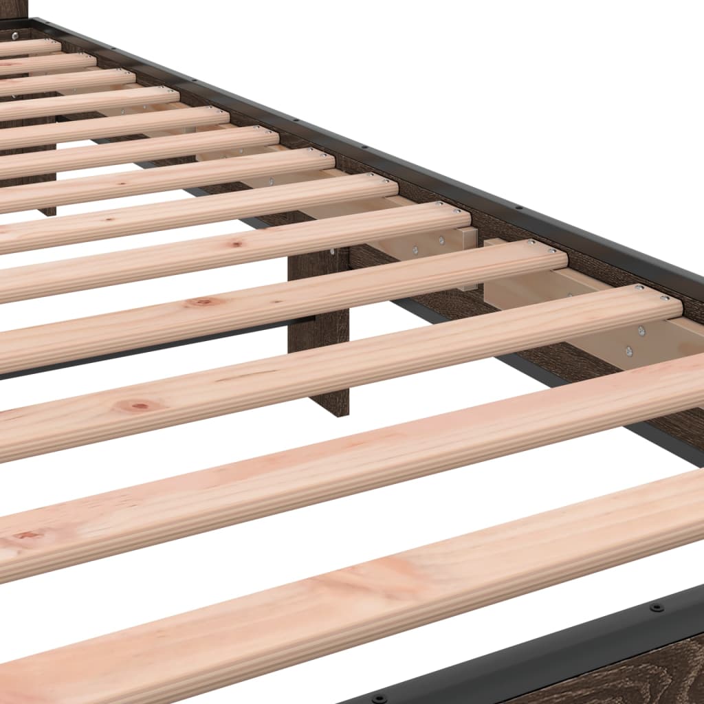 Brown Oak Bed Frame 90x200 cm - Sturdy & Elegant Design