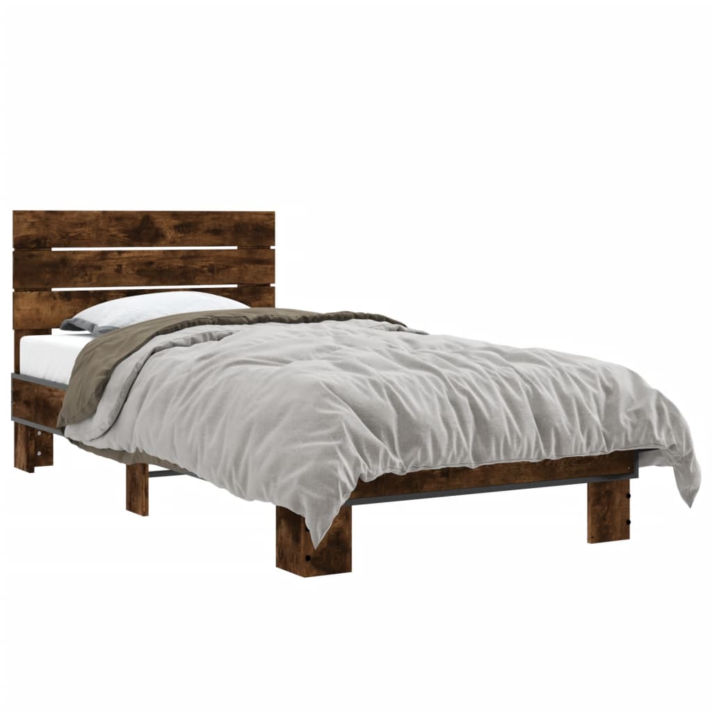 Smoked Oak Bed Frame 75x190 cm Small Single - Without Mattress