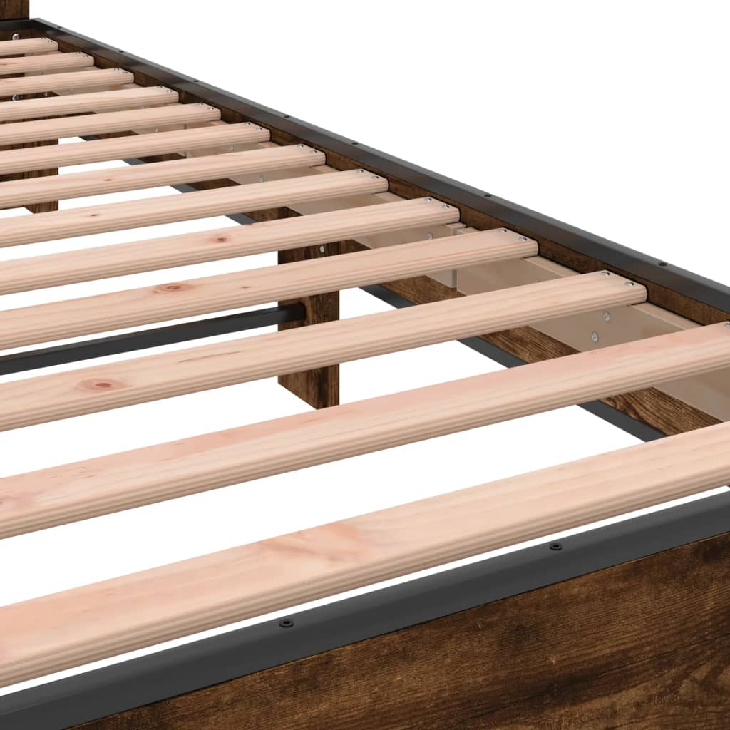 Smoked Oak Bed Frame 75x190 cm Small Single - Without Mattress