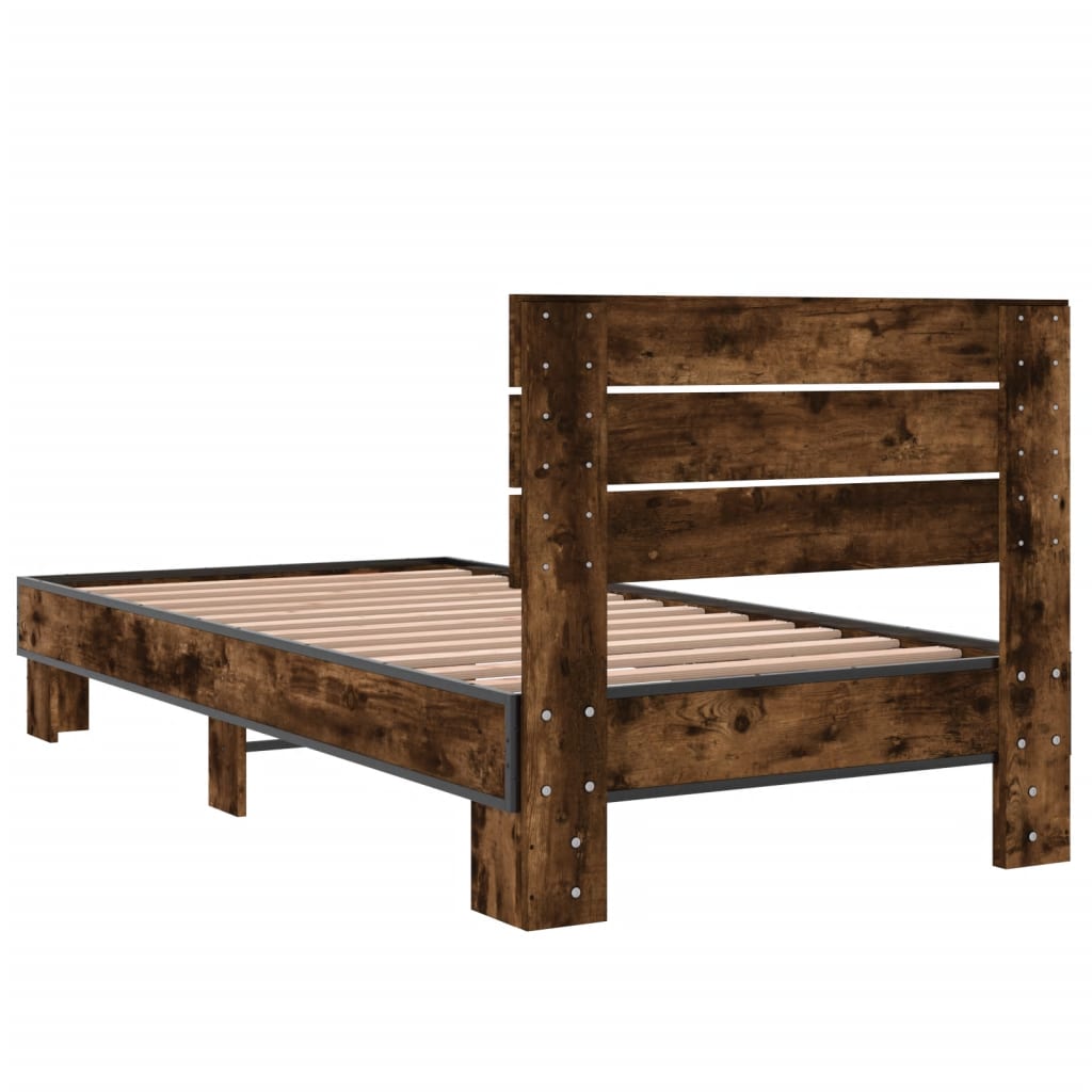 Smoked Oak Single Bed Frame 90x190 cm - No Mattress Included