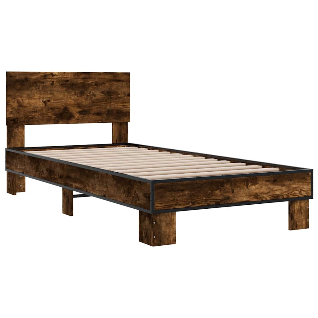 Smoked Oak Bed Frame 90x200 cm - Elegant Design, No Mattress
